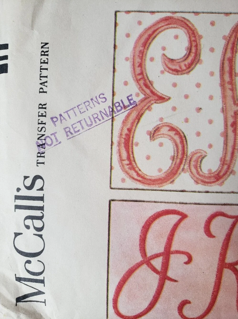 Vintage 1964 Monogram Transfer Pattern, Uncut #7313
